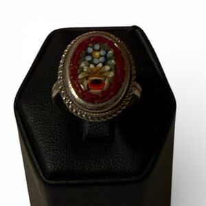 Vintage Micro Mosaic Ring Floral